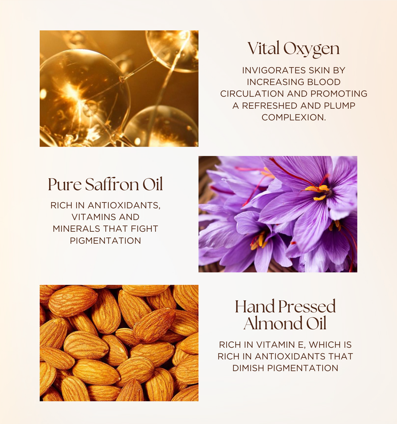 rich in antioxidants,
saffron oil benefits,
almond oil benefits