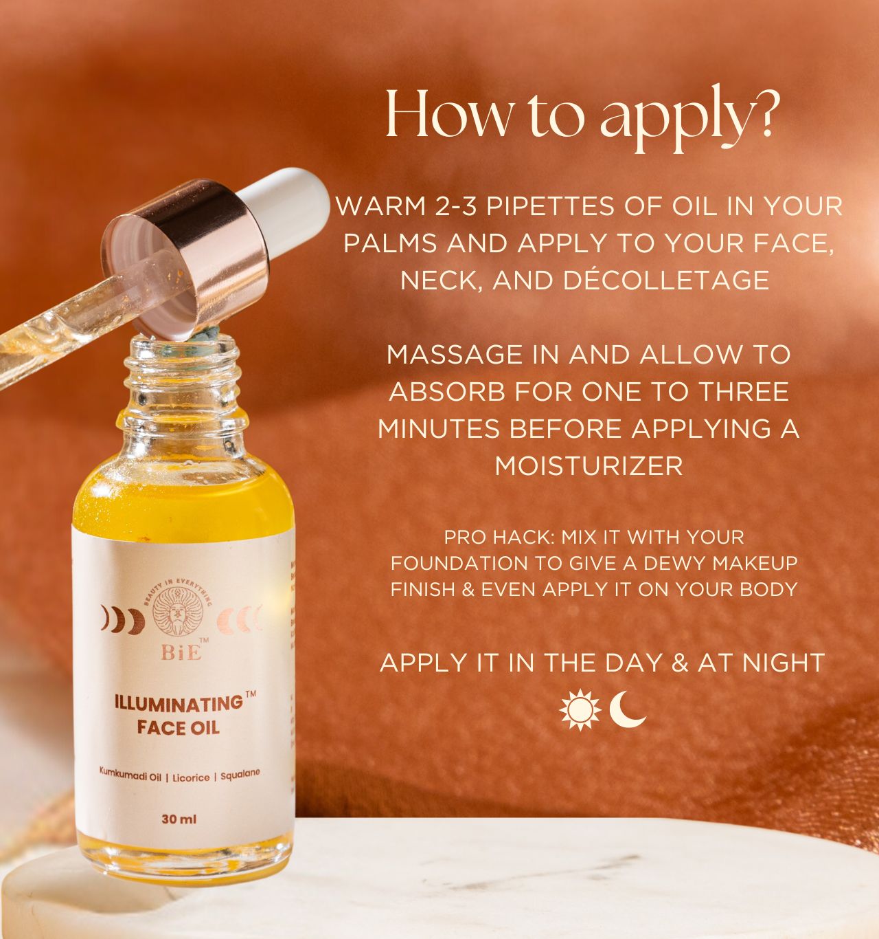 best kumkumadi oil for face, applying oil on face, day and night skin care routine