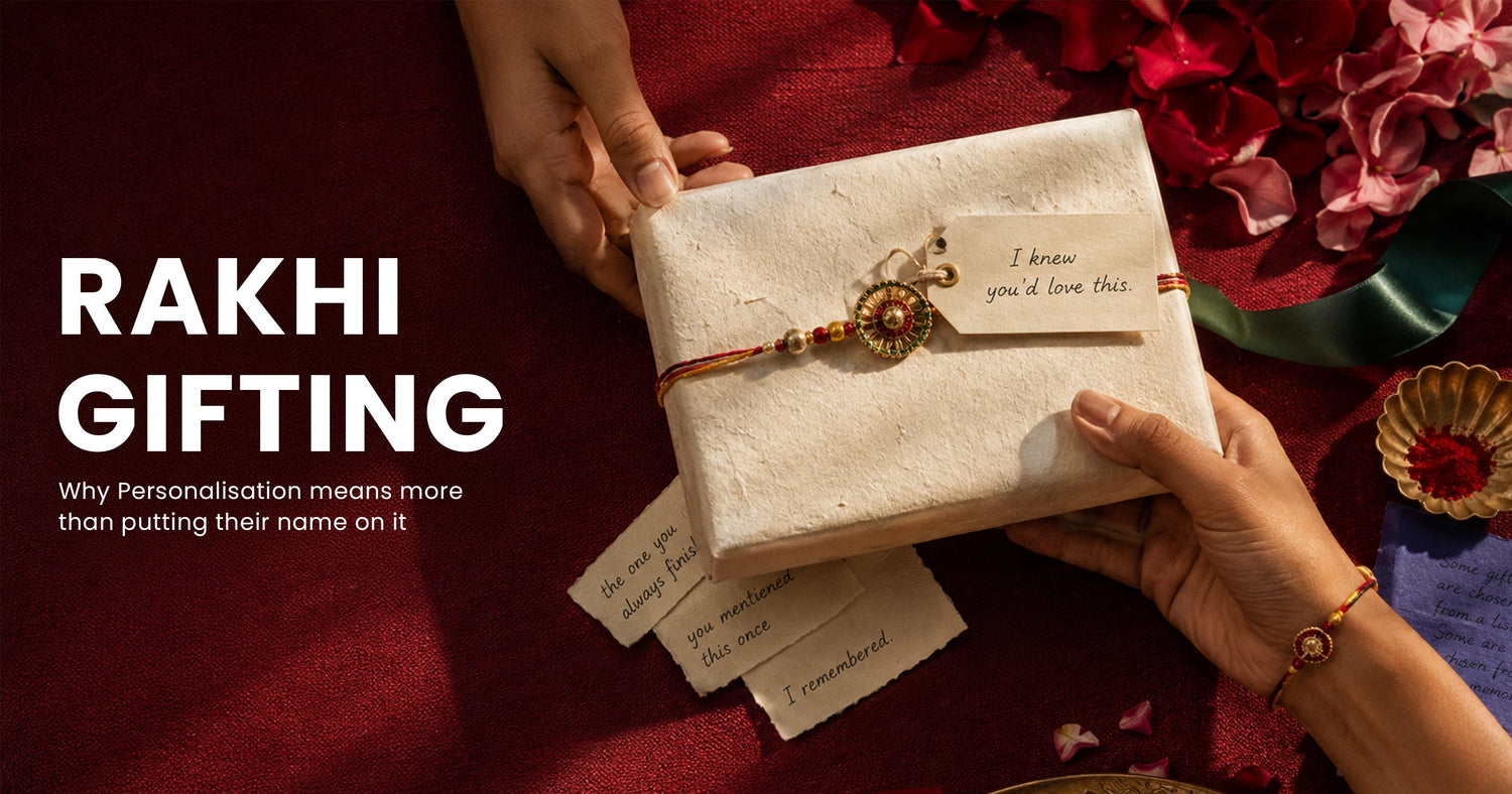 Thoughtful Rakhi gift with handcrafted Rakhi and handwritten notes, representing meaningful personalised Raksha Bandhan gifting