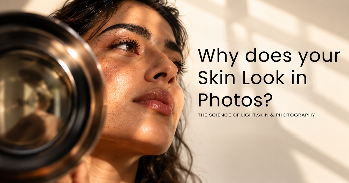 Indian woman with natural skin and facial pigmentation photographed under changing light, illustrating why skin can look different in photos.